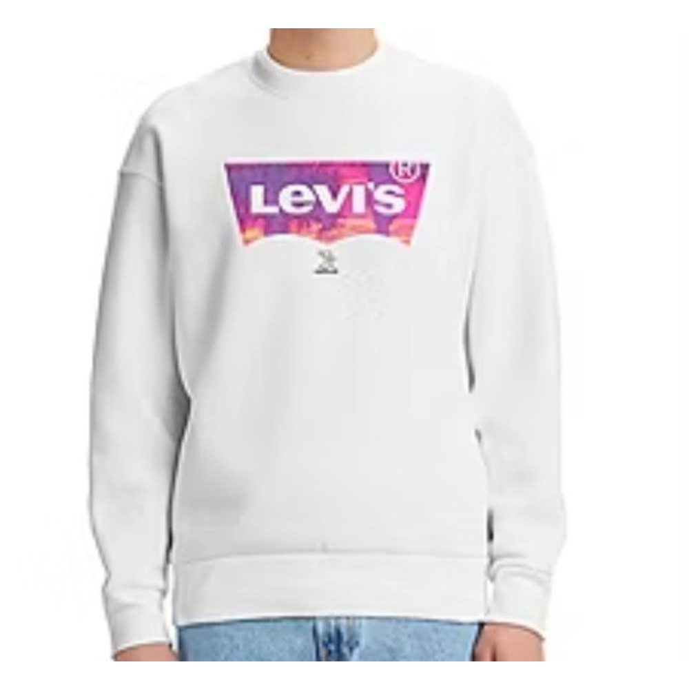 Levi’s Men's T3 Relaxed Graphic Crew Neck Long Sleeve Beige Sweatshirt Large